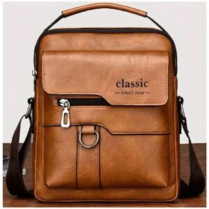 NWT CLASSIC Vintage Tan Camel Shoulder Spacious Multi-Pocket Office Travel Bag